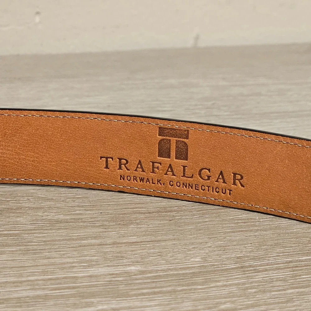 Trafalgar Mens Italian Calfskin Leather Belt Black Size 34 85 1101TF66-001